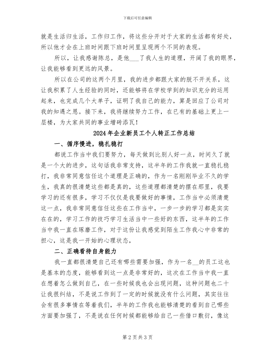 2024年企业新员工个人试用期工作总结_第2页