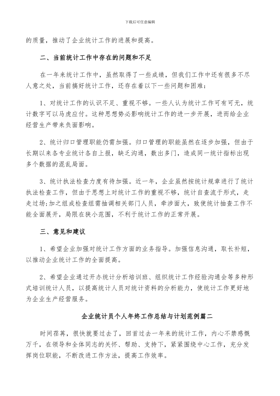 2024年企业统计员个人年终工作总结与计划范例_第2页