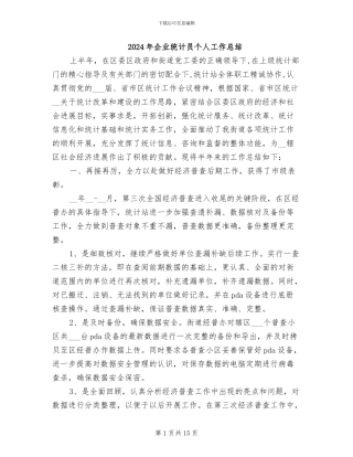 2024年企业统计员个人工作总结
