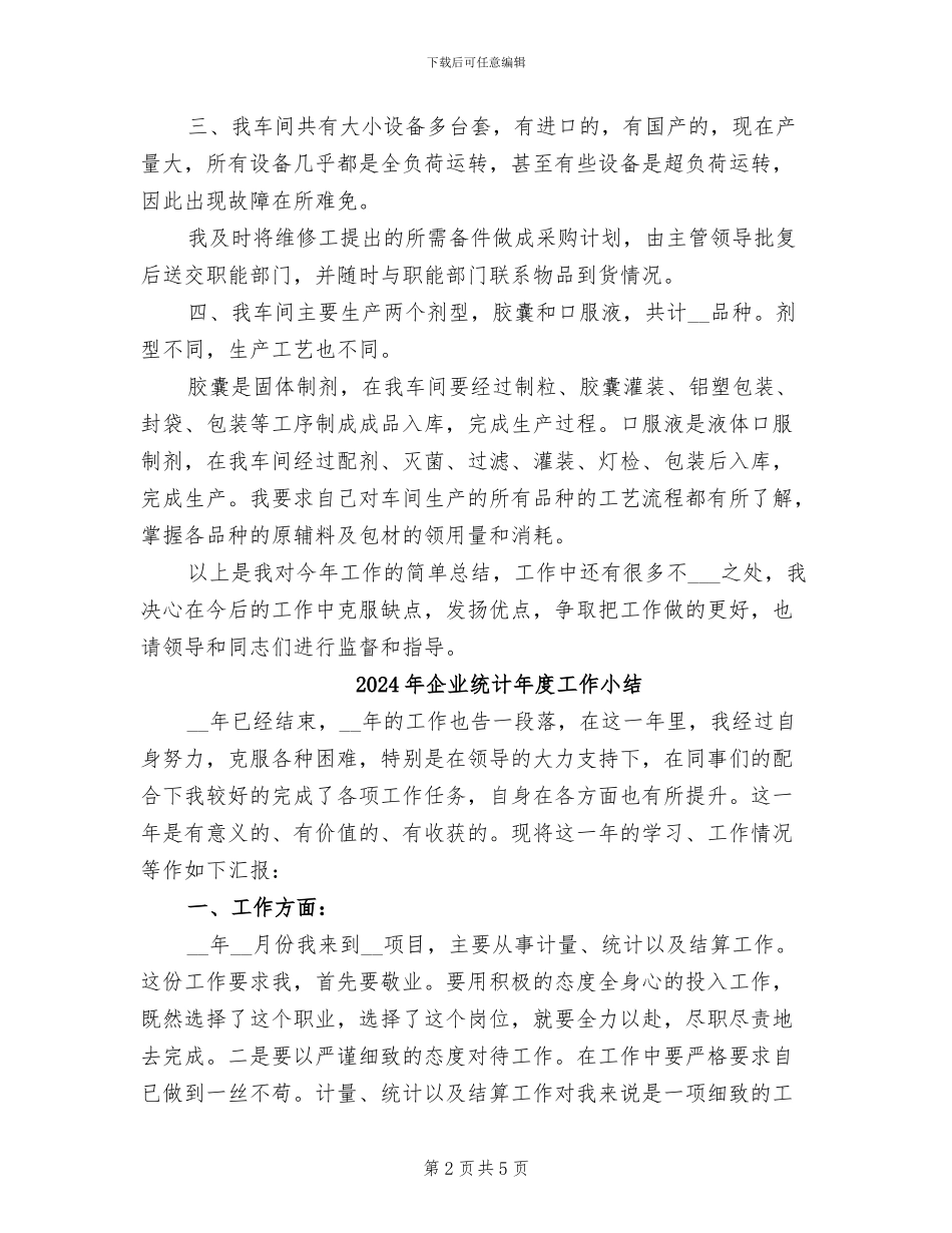 2024年企业统计年度个人工作总结范文_第2页