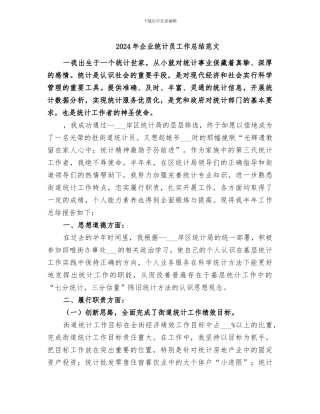 2024年企业统计员工作总结范文