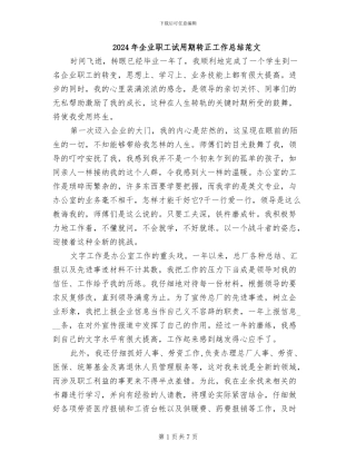 2024年企业职工试用期转正工作总结范文