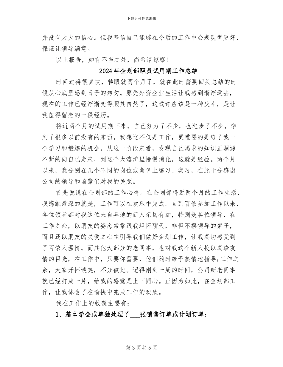 2024年企划部经理试用期工作总结_第3页