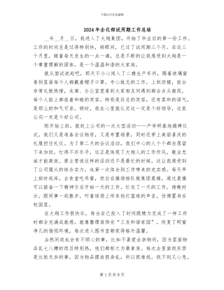 2024年企化部试用期工作总结