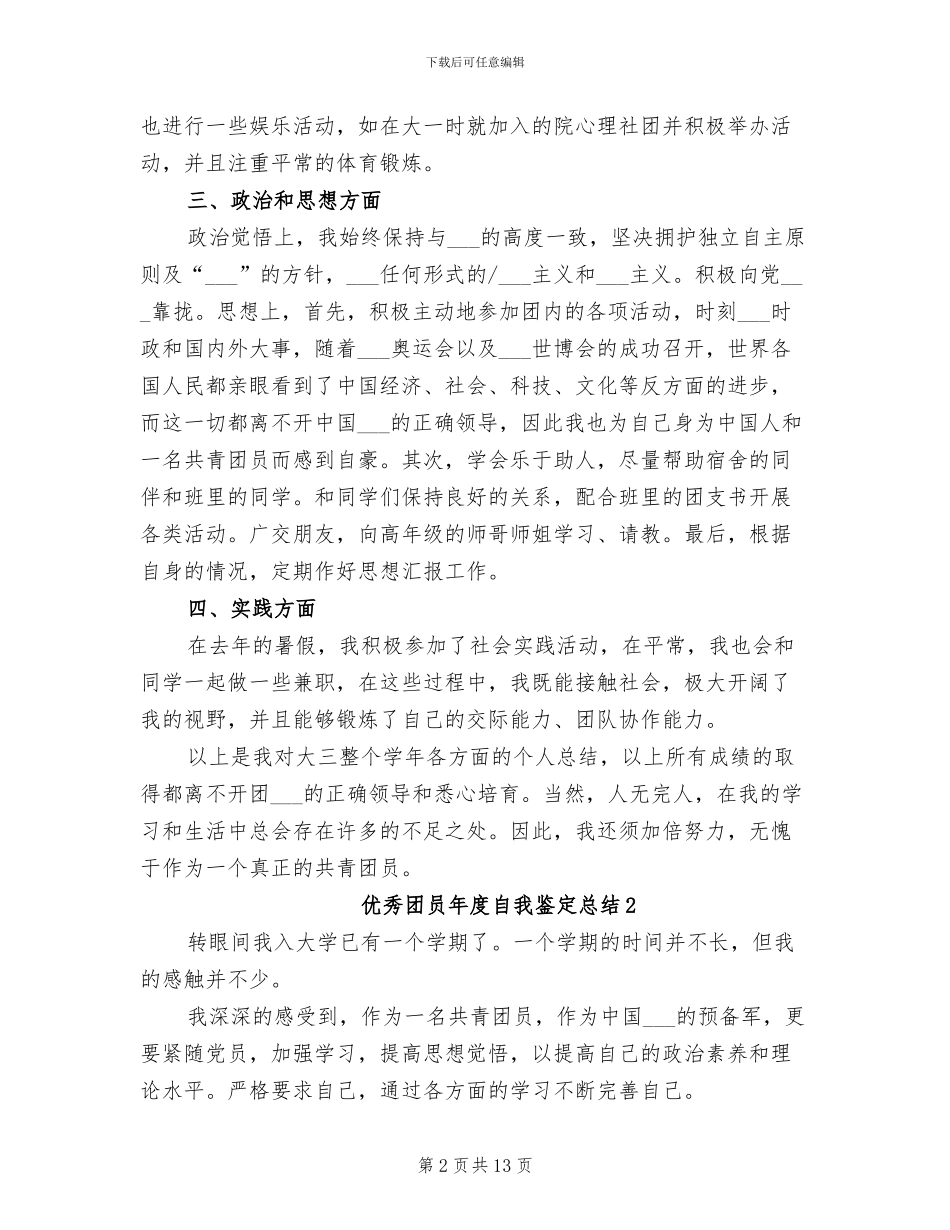 2024年优秀团员年度自我鉴定总结_第2页