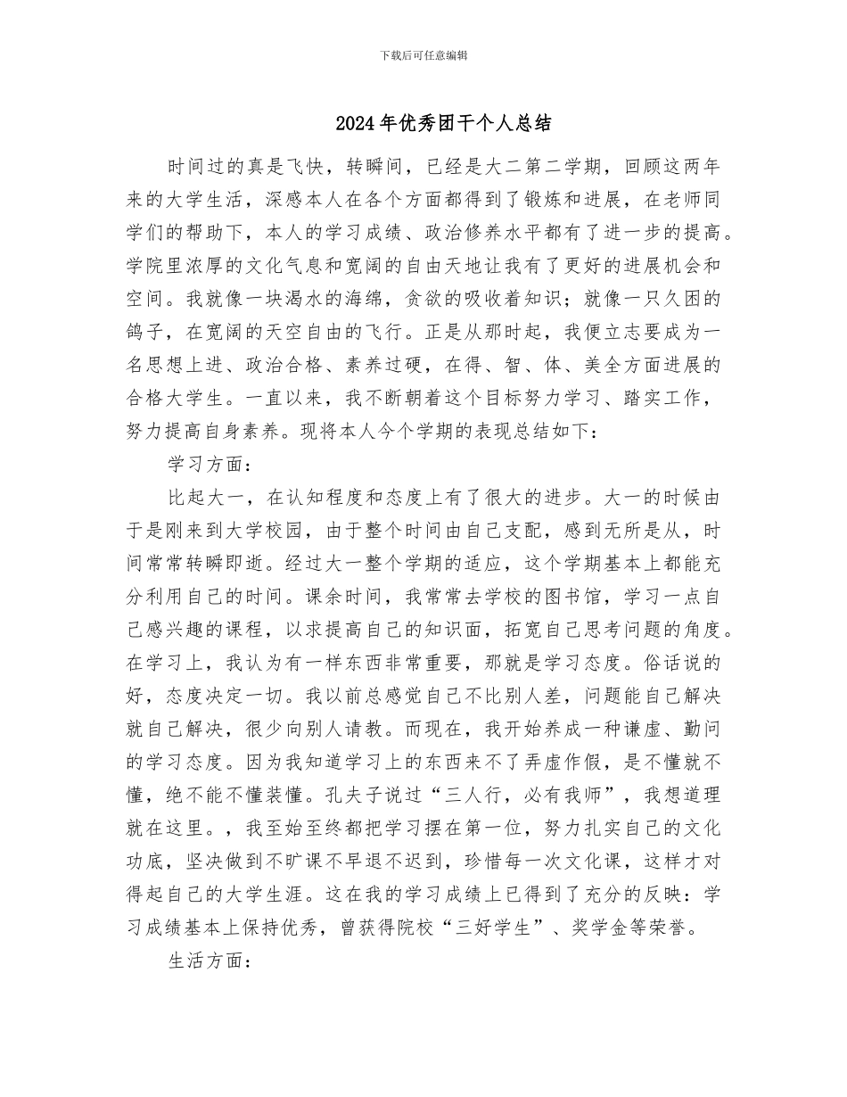 2024年优秀团干个人总结_第1页