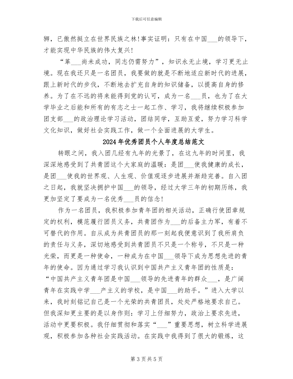 2024年优秀团员个人年度总结_第3页