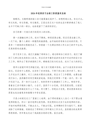 2024年优秀实习生钳工阶段鉴定总结