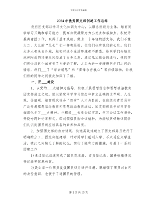 2024年优秀团支部创建工作总结