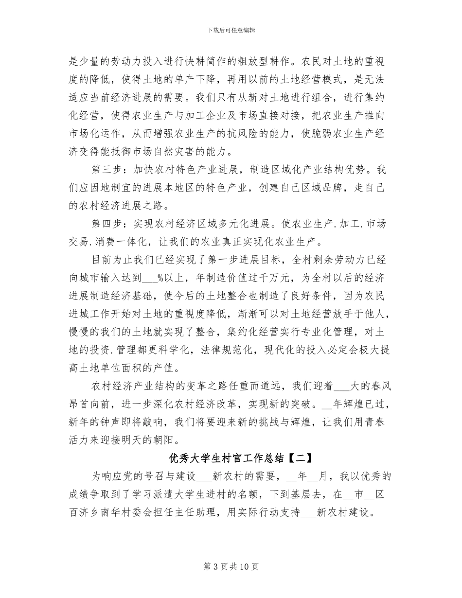 2024年优秀大学生村官工作总结_第3页