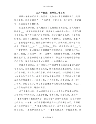 2024年优秀：副局长工作总结