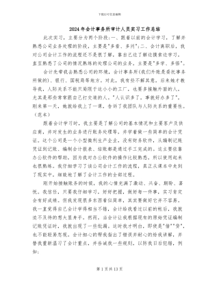 2024年会计事务所审计人员实习工作总结