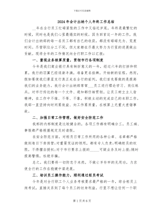 2024年会计出纳个人年终工作总结