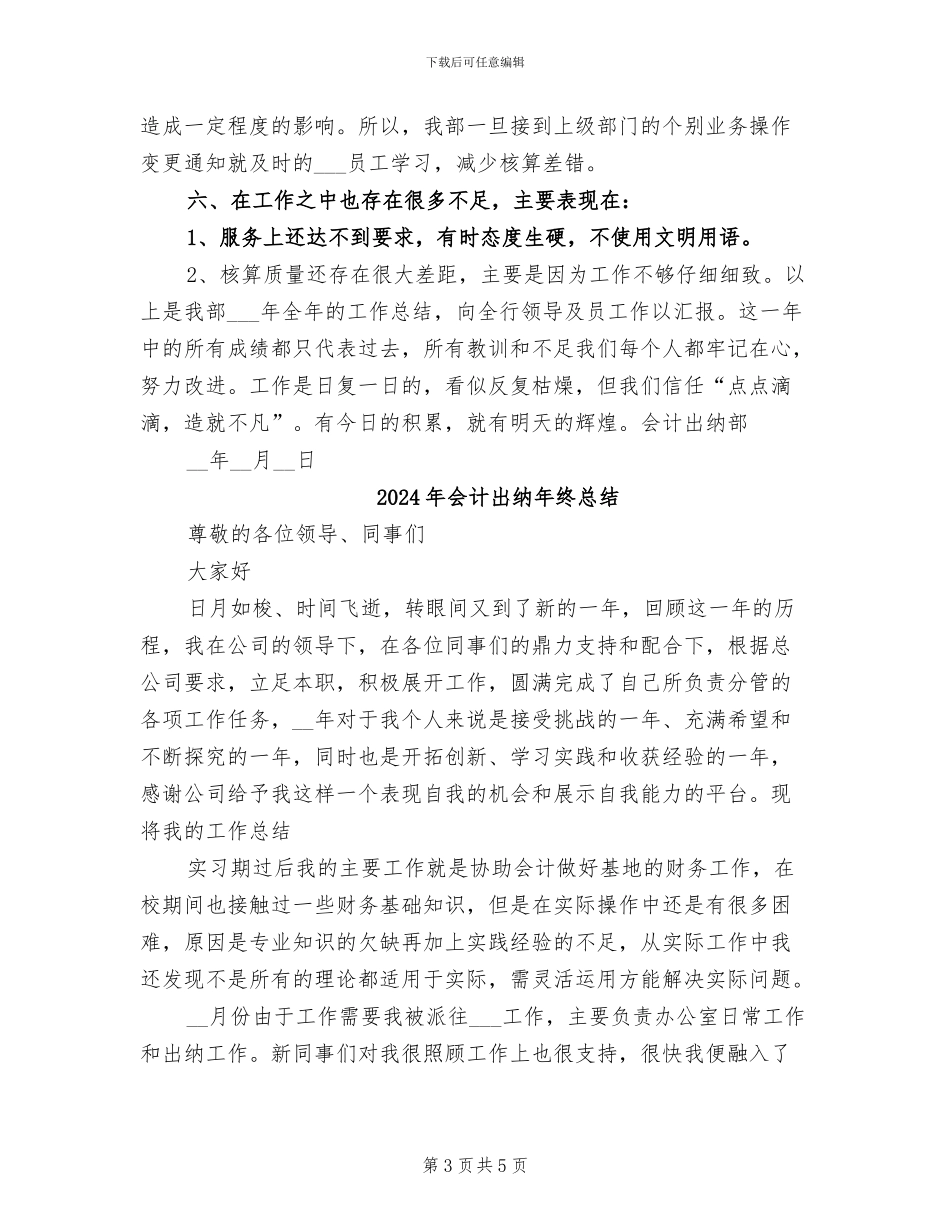 2024年会计出纳年终工作总结报告_第3页
