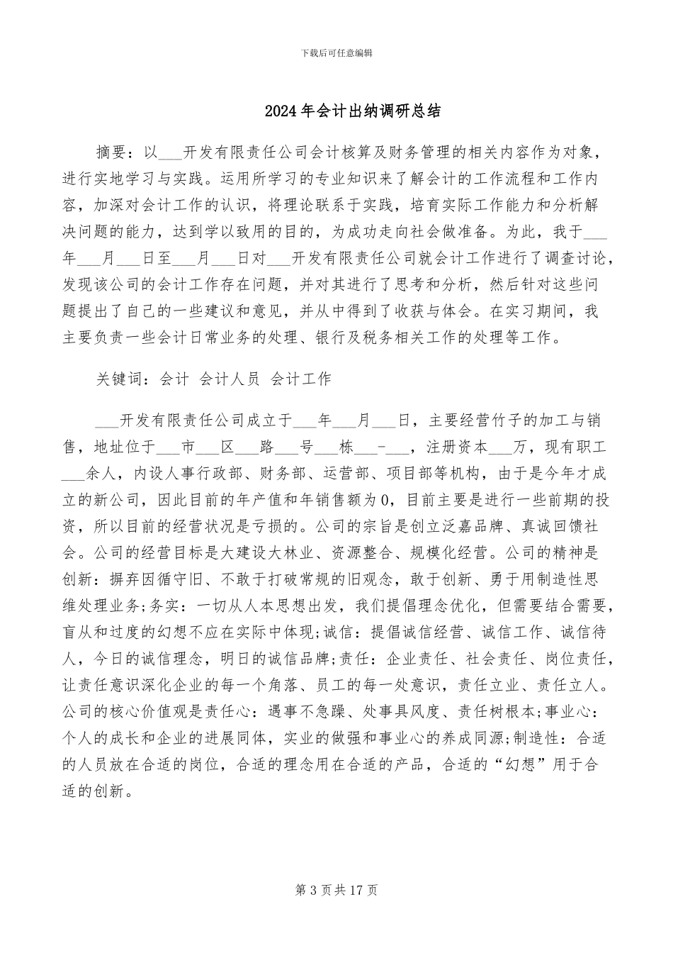 2024年会计出纳试用期转正工作总结范本_第3页