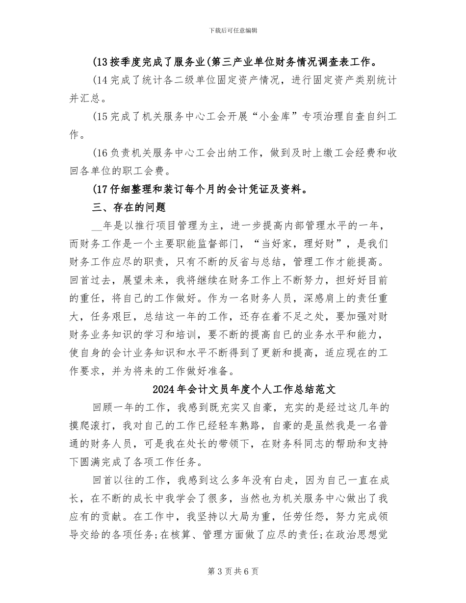 2024年会计文员年度个人工作总结_第3页