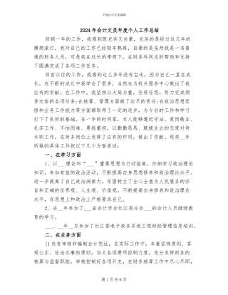 2024年会计文员年度个人工作总结
