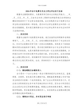 2024年会计电算化专业大学生毕业实习总结