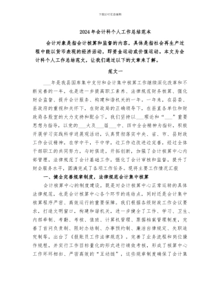 2024年会计科个人工作总结范本