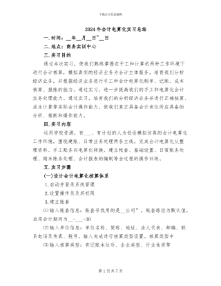 2024年会计电算化实习总结