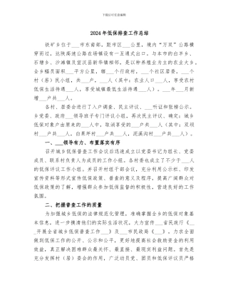 2024年低保排查工作总结