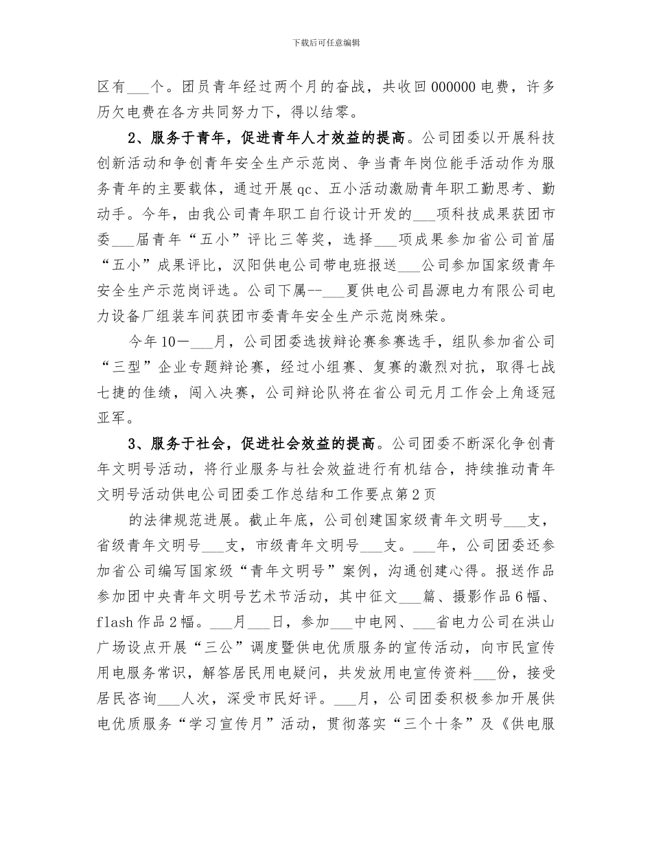 2024年供电公司团委工作总结和工作要点_第3页