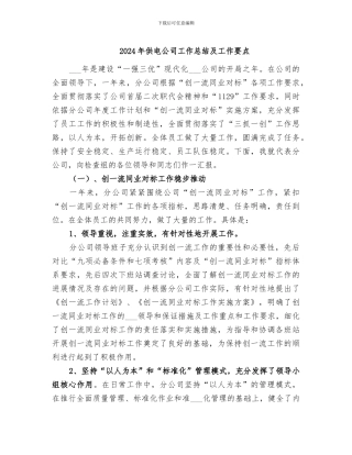 2024年供电公司工作总结及工作要点