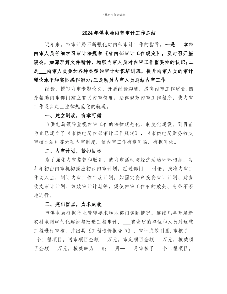 2024年供电局内部审计工作总结_第1页