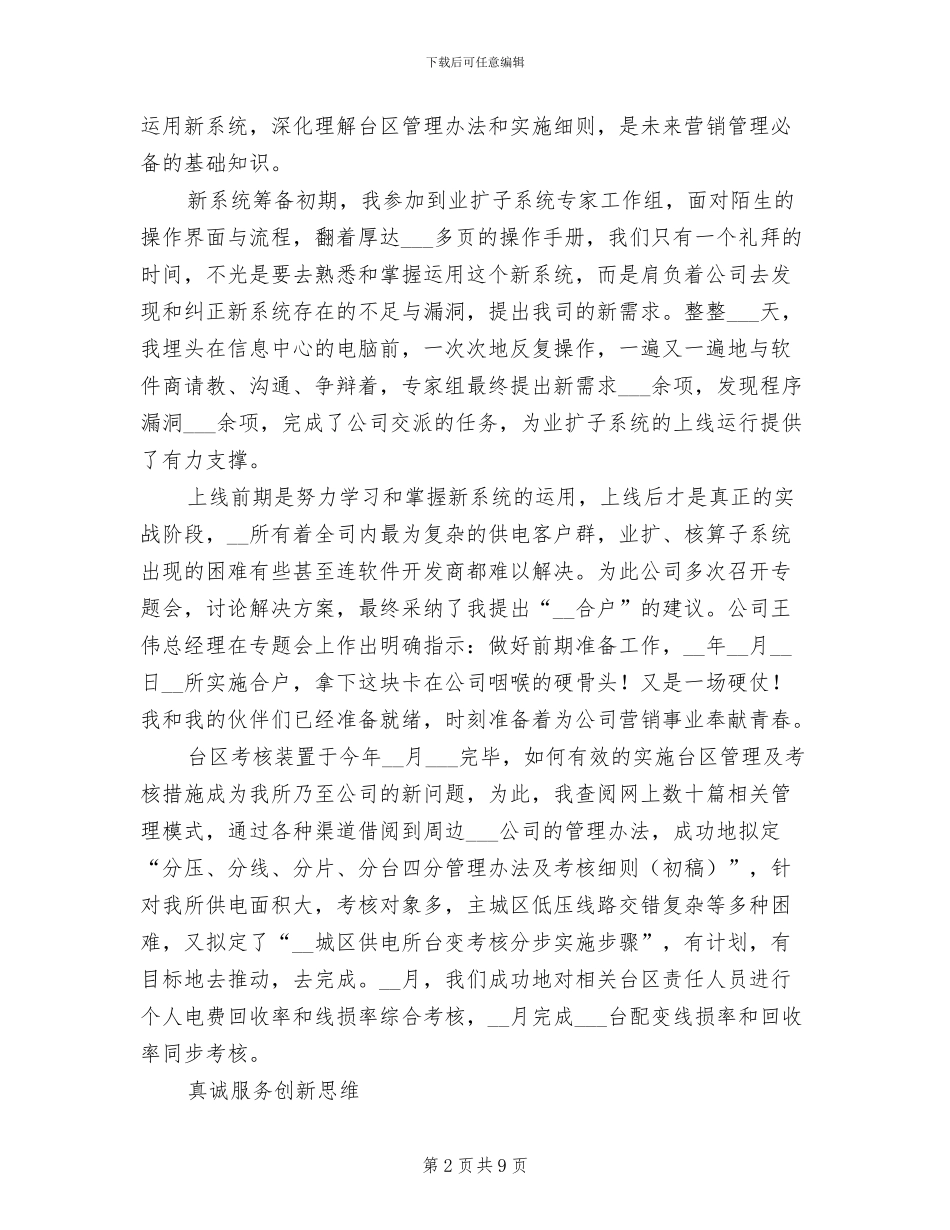 2024年供电所营销管理员个人工作总结报告_第2页