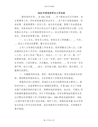 2024年供电所所长工作总结