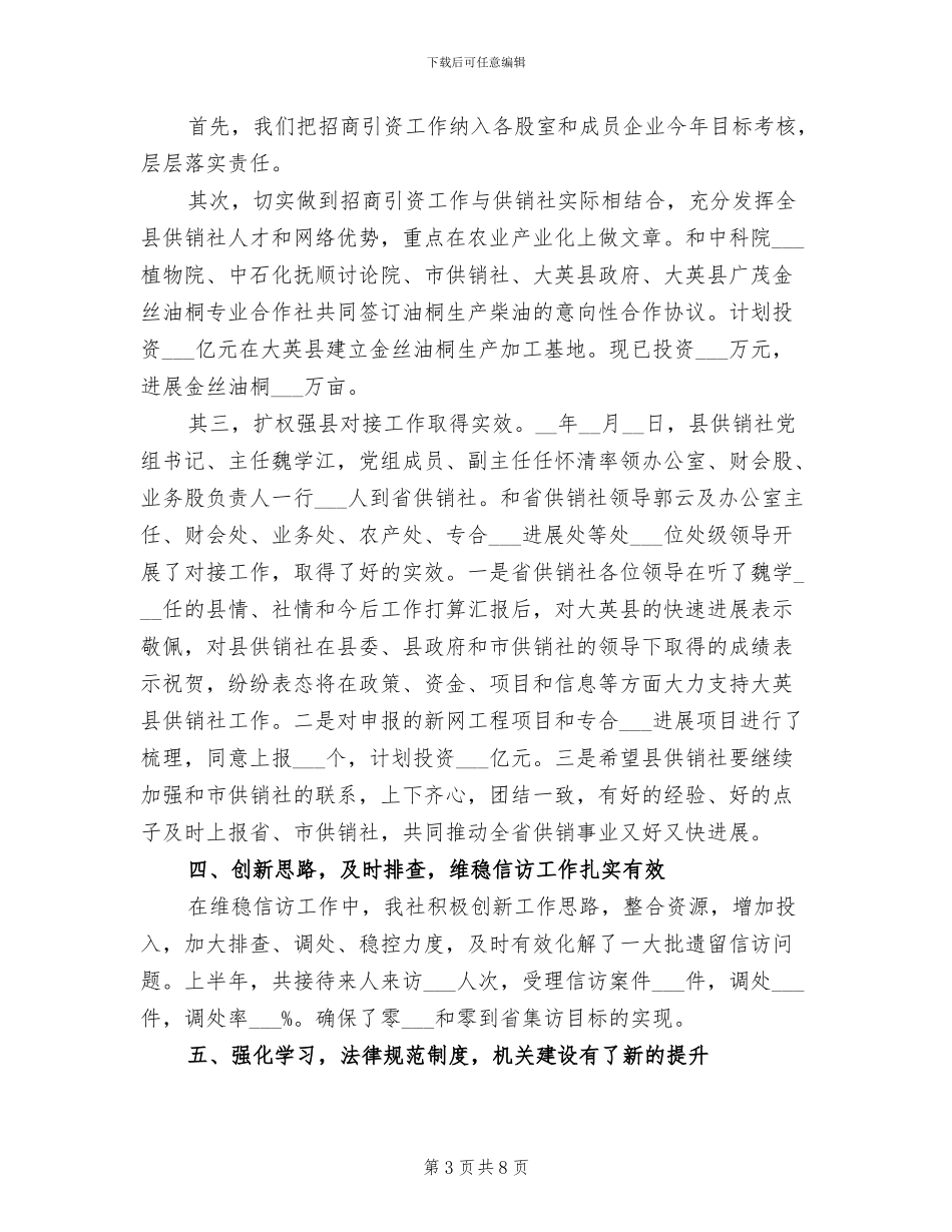 2024年供销合作社联合社工作总结_第3页