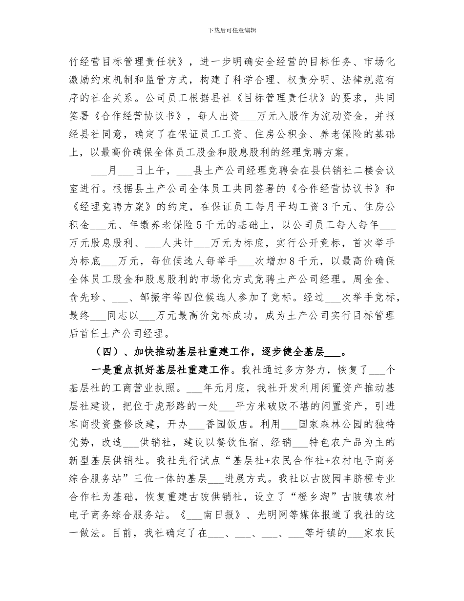 2024年供销社五年工作总结_第3页