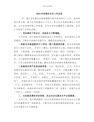 2024年供销社全年工作总结