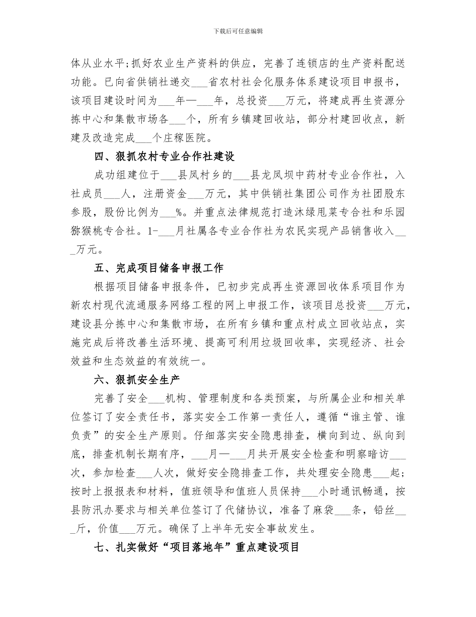 2024年供销社半年工作总结范文_第2页