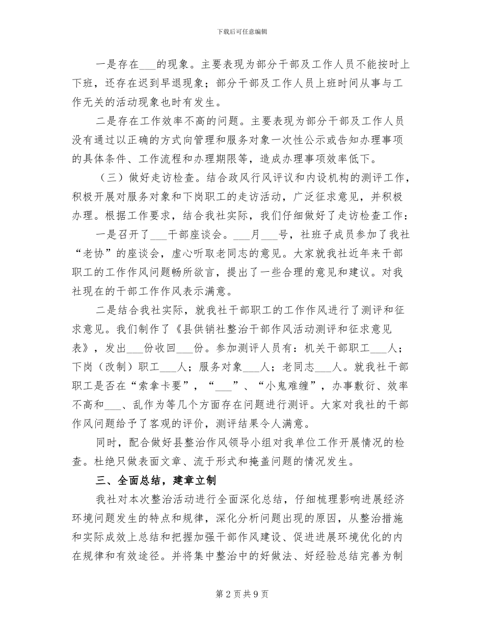 2024年供销社发展环境整治工作总结_第2页