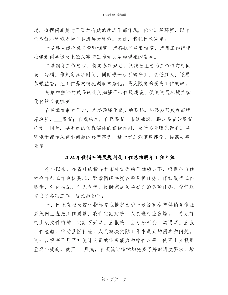2024年供销社发展环境整治工作总结_第3页