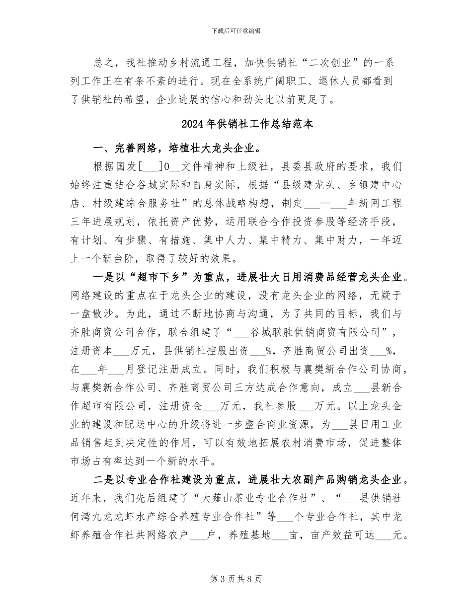 2024年供销社工作总结范文_第3页