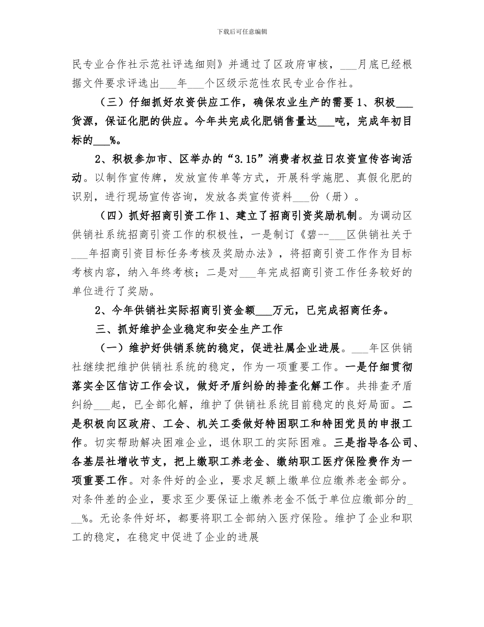 2024年供销社年度物资供应工作总结_第3页