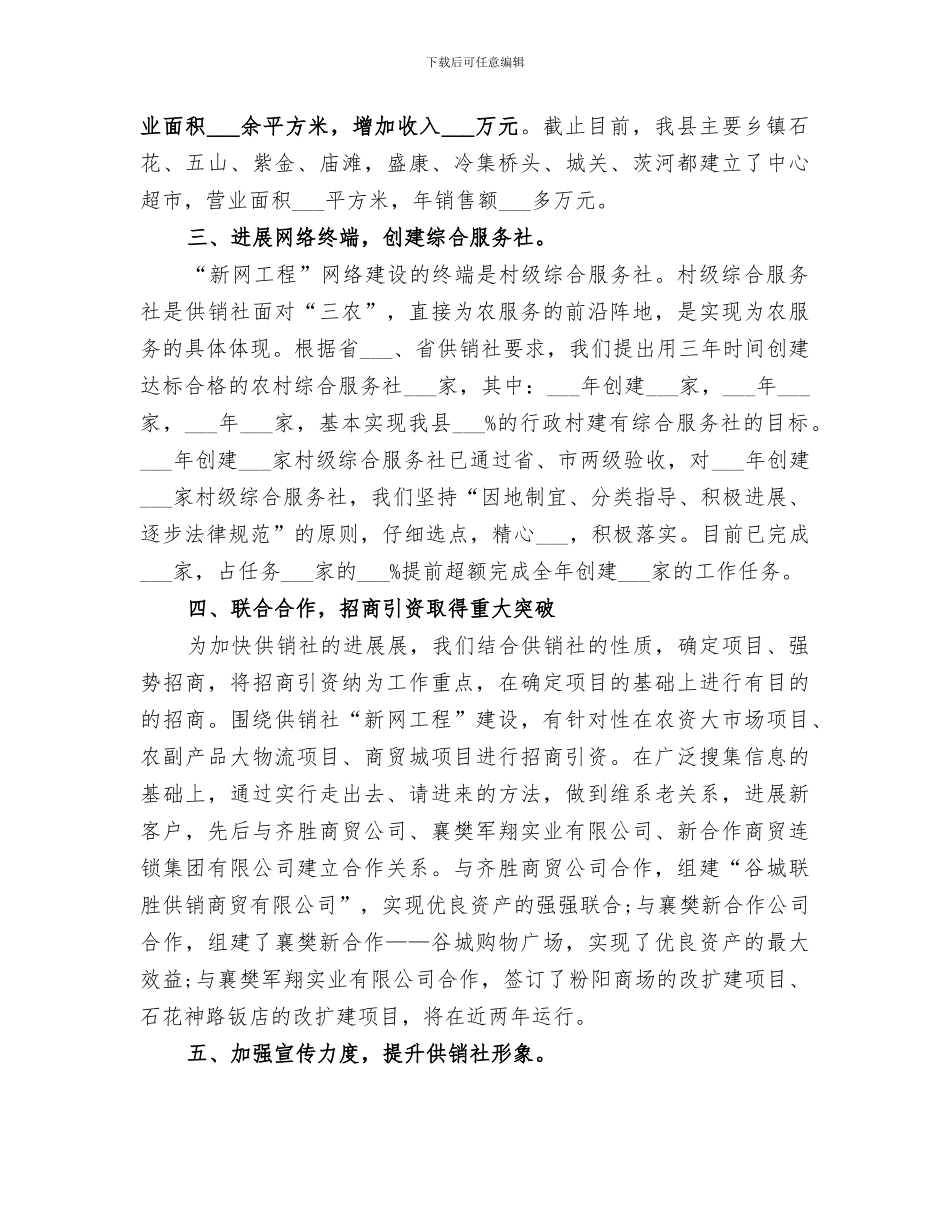 2024年供销社工作总结范本_第3页