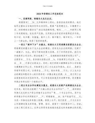 2024年供销社工作总结范本