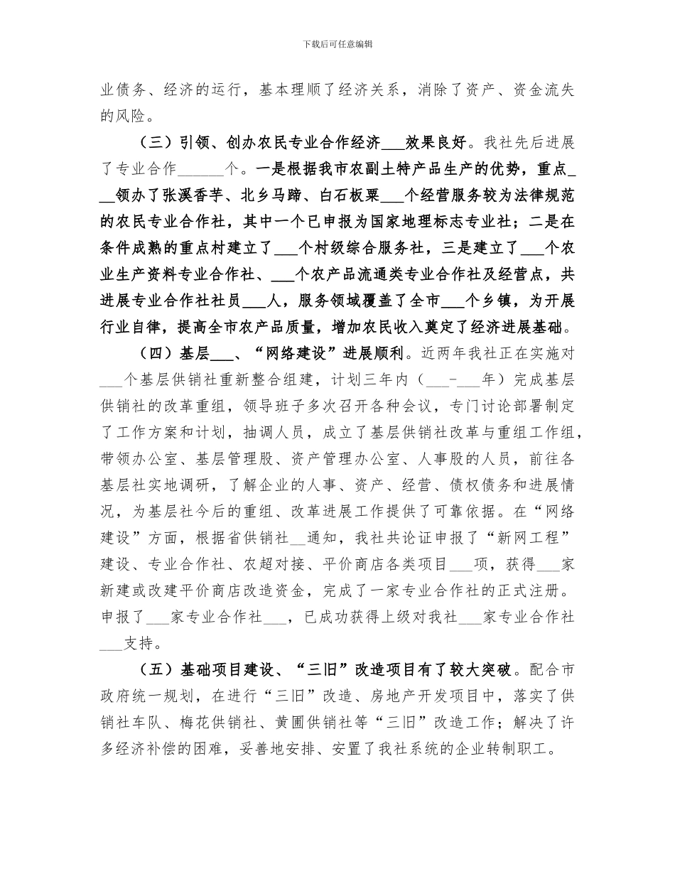 2024年供销社年度社会经济工作总结_第2页