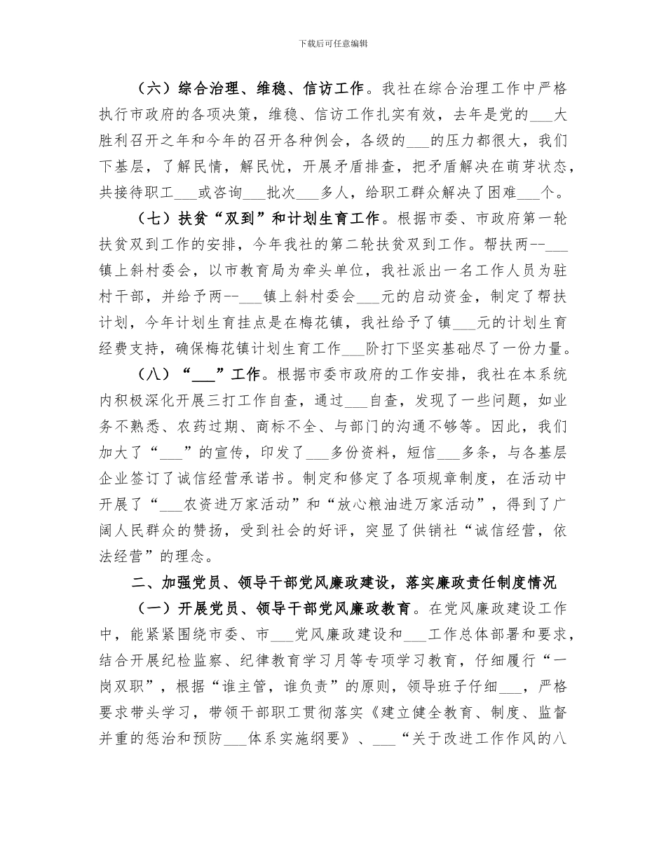 2024年供销社年度社会经济工作总结_第3页