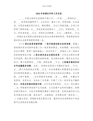 2024年供销社年终工作总结