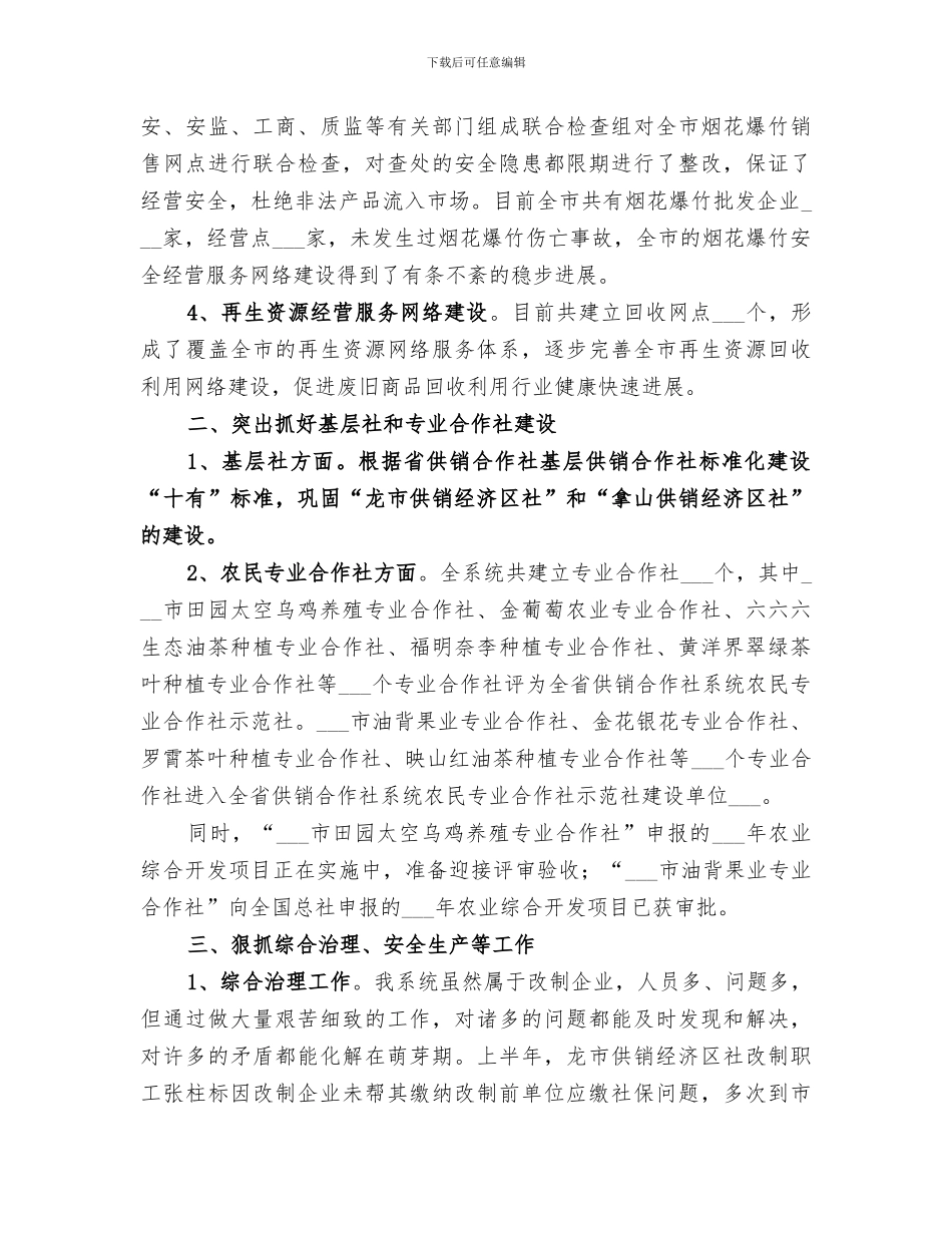 2024年供销社半年工作总结及下半年工作打算_第2页