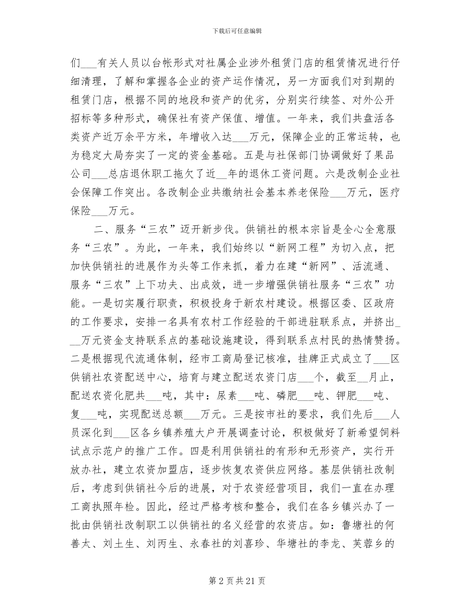 2024年供销社总结报告及下年计划_第2页