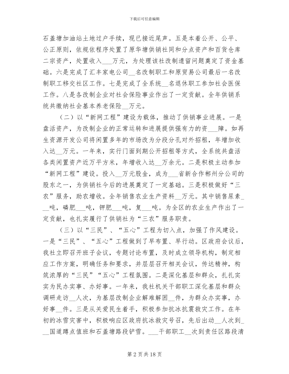 2024年供销社总结及明年意见_第2页