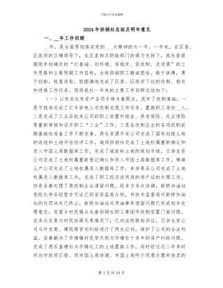 2024年供销社总结及明年意见