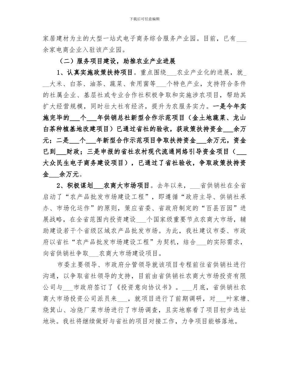 2024年供销社工作总结及工作安排_第2页