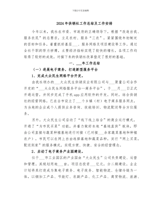 2024年供销社工作总结及工作安排
