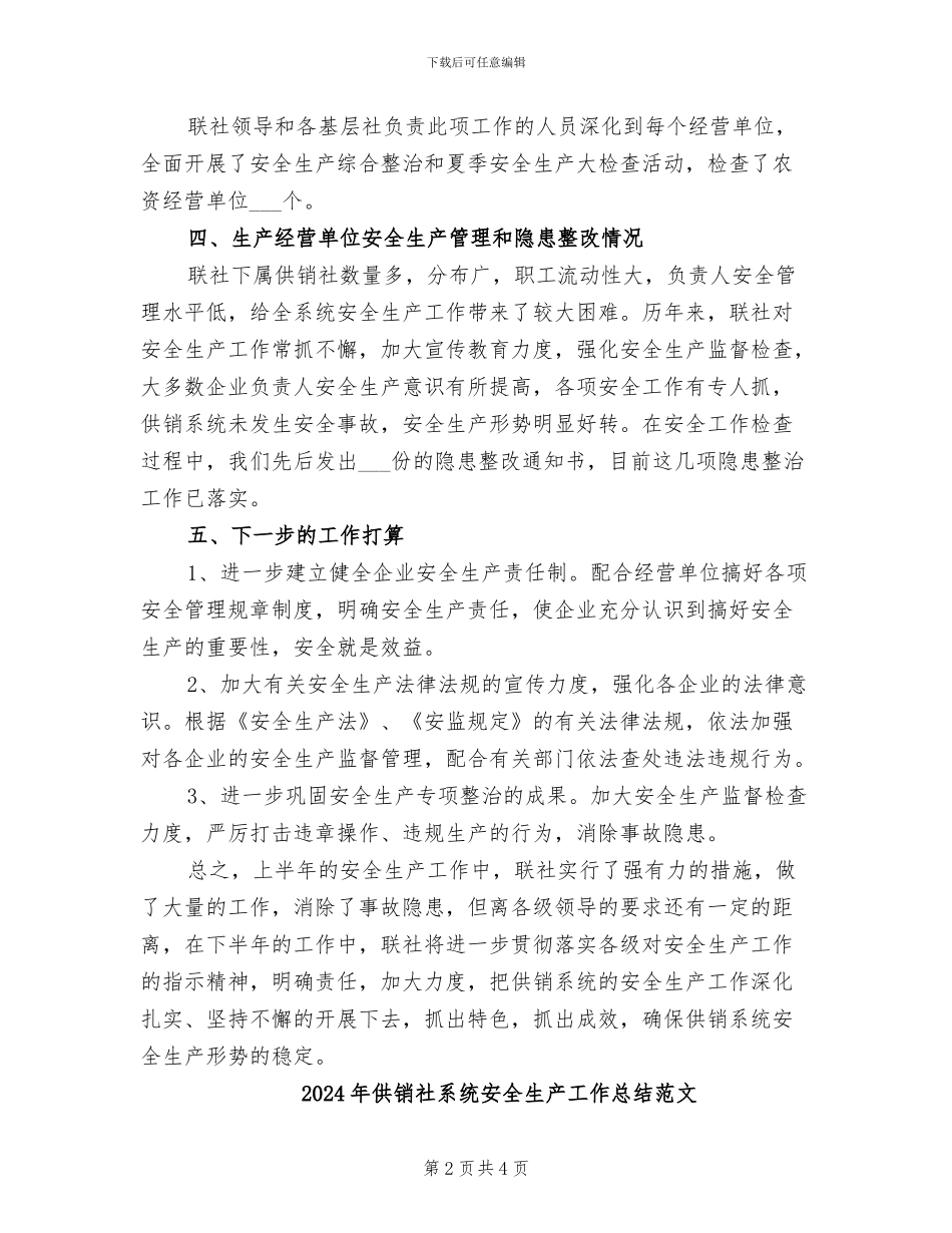 2024年供销社系统安全生产工作总结_第2页